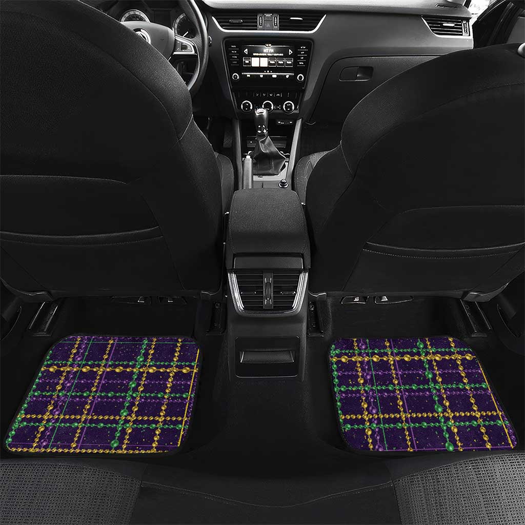 Mardi Gras Gnome Car Mats Beads Fleur de lis Symbol