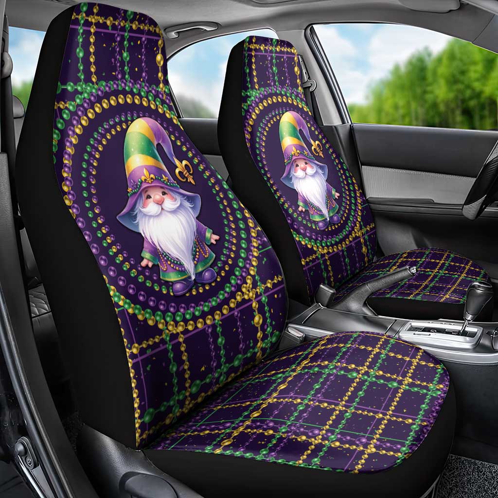 Mardi Gras Gnome Car Seat Cover Beads Fleur de lis Symbol