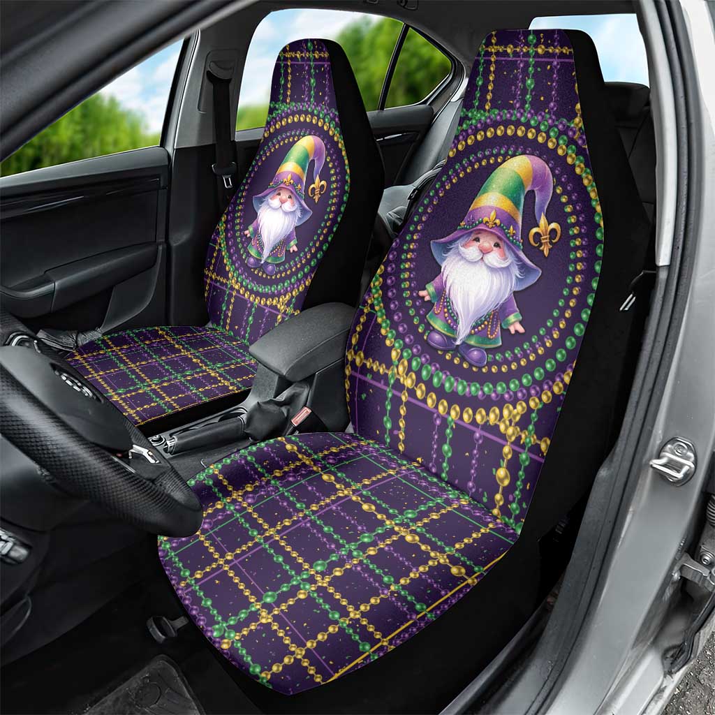Mardi Gras Gnome Car Seat Cover Beads Fleur de lis Symbol