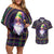 Mardi Gras Gnome Couples Matching Off Shoulder Short Dress and Hawaiian Shirt Beads Fleur de lis Symbol