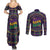 Mardi Gras Gnome Couples Matching Summer Maxi Dress and Long Sleeve Button Shirt Beads Fleur de lis Symbol