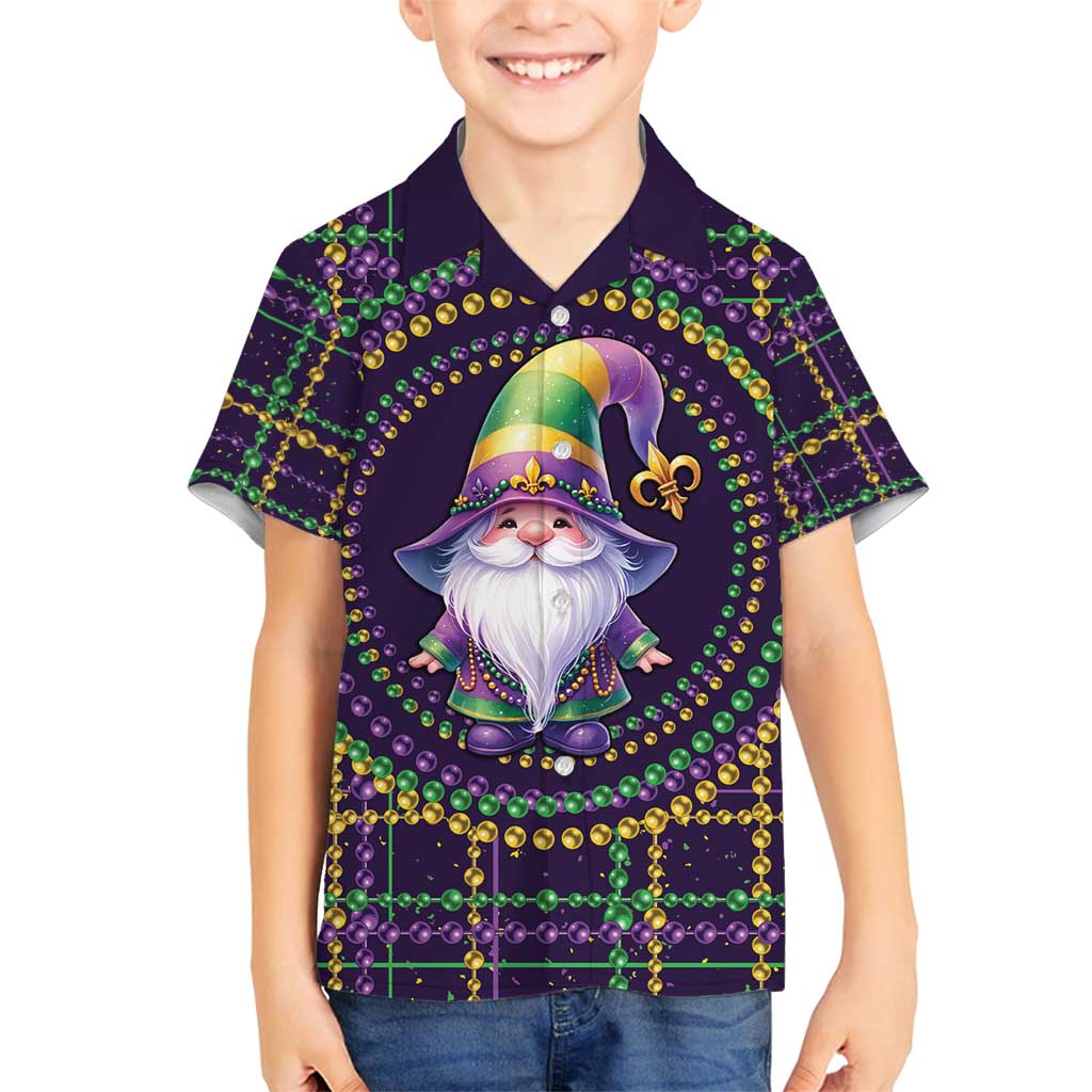 Mardi Gras Gnome Family Matching Long Sleeve Bodycon Dress and Hawaiian Shirt Beads Fleur de lis Symbol LT9 - Wonder Print Shop