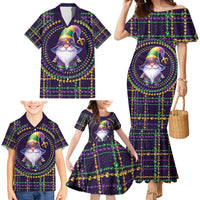 Mardi Gras Gnome Family Matching Mermaid Dress and Hawaiian Shirt Beads Fleur de lis Symbol LT9 - Wonder Print Shop