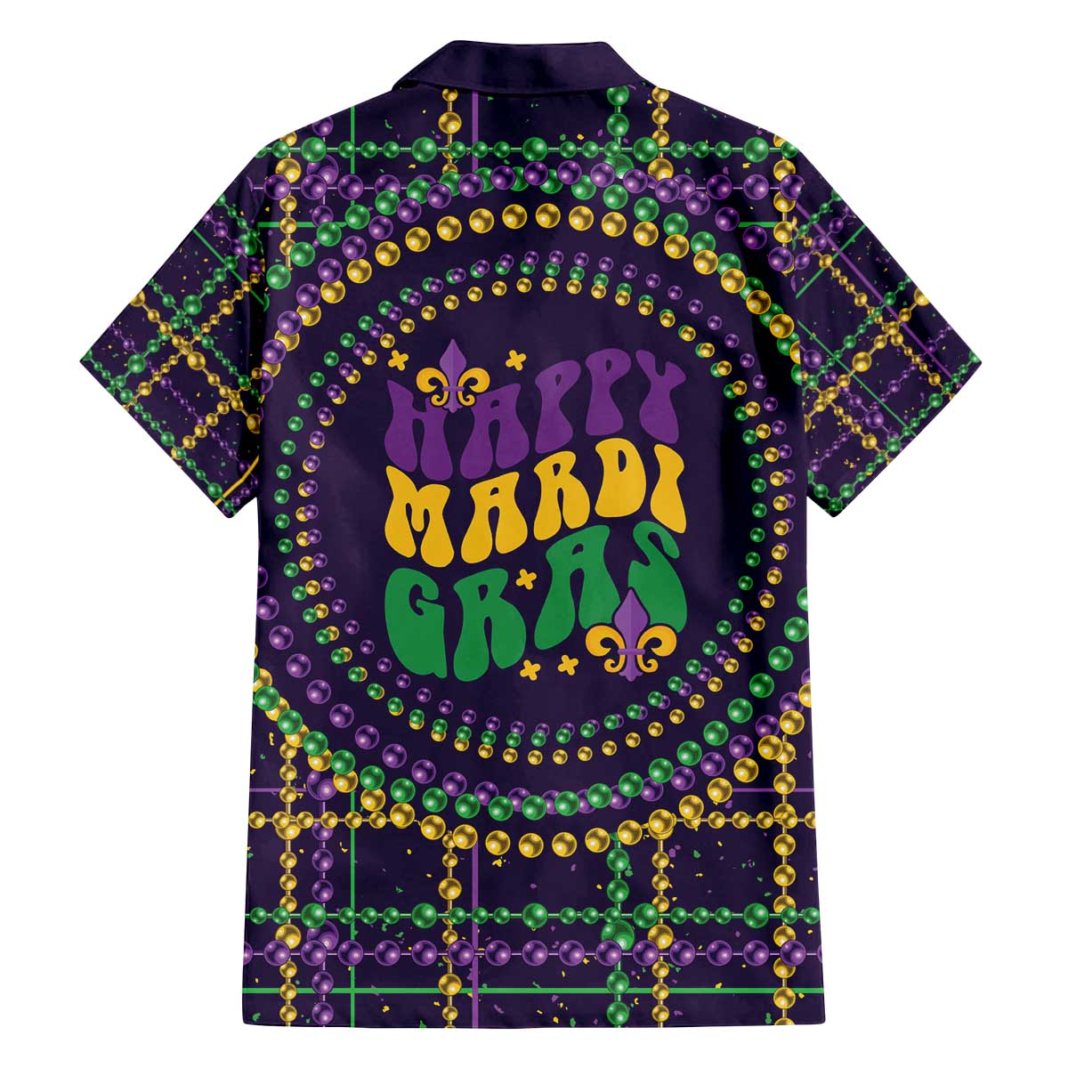 Mardi Gras Gnome Family Matching Off The Shoulder Long Sleeve Dress and Hawaiian Shirt Beads Fleur de lis Symbol