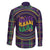 Mardi Gras Gnome Family Matching Off The Shoulder Long Sleeve Dress and Hawaiian Shirt Beads Fleur de lis Symbol