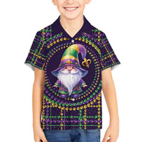 Mardi Gras Gnome Family Matching Puletasi and Hawaiian Shirt Beads Fleur de lis Symbol