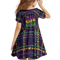 Mardi Gras Gnome Family Matching Short Sleeve Bodycon Dress and Hawaiian Shirt Beads Fleur de lis Symbol - Wonder Print Shop