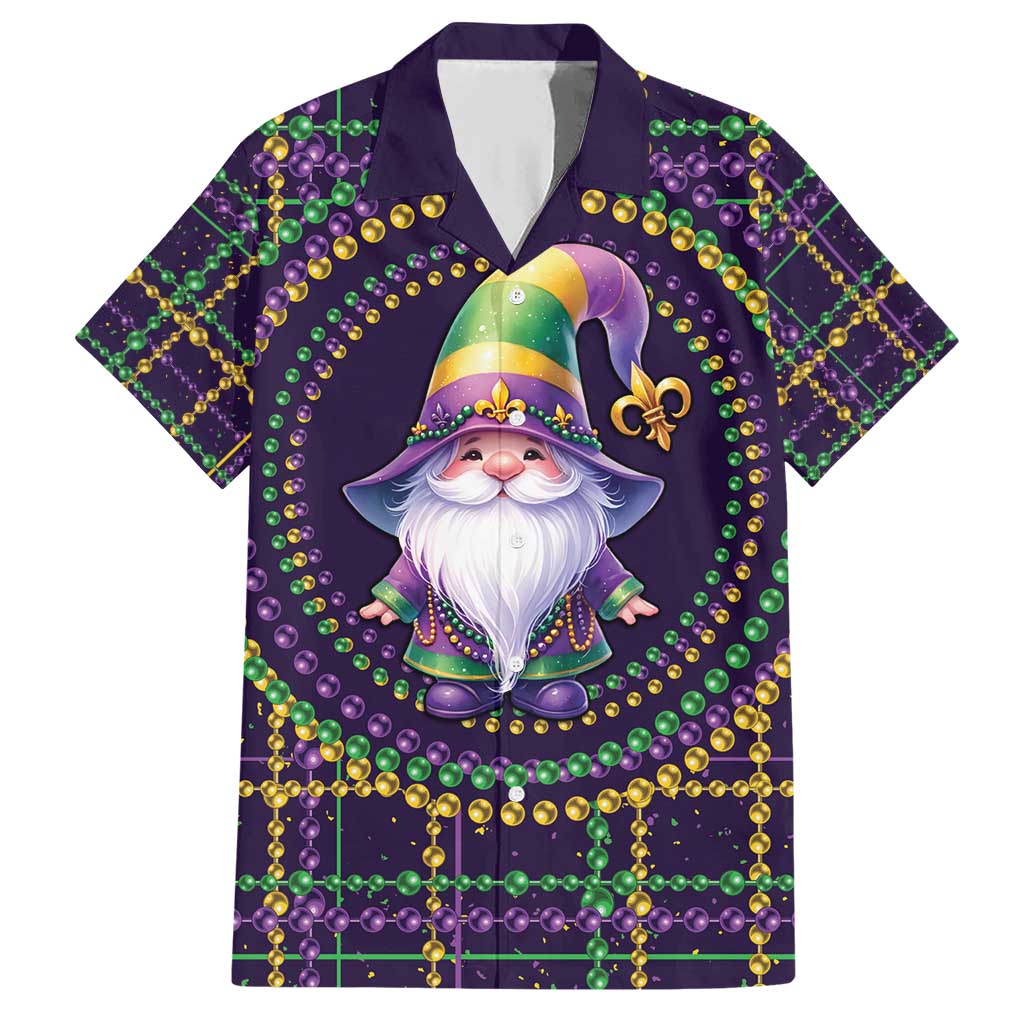 Mardi Gras Gnome Family Matching Short Sleeve Bodycon Dress and Hawaiian Shirt Beads Fleur de lis Symbol - Wonder Print Shop