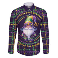 Mardi Gras Gnome Family Matching Short Sleeve Bodycon Dress and Hawaiian Shirt Beads Fleur de lis Symbol - Wonder Print Shop