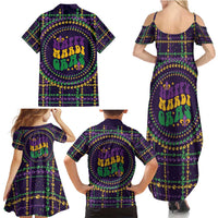 Mardi Gras Gnome Family Matching Summer Maxi Dress and Hawaiian Shirt Beads Fleur de lis Symbol - Wonder Print Shop