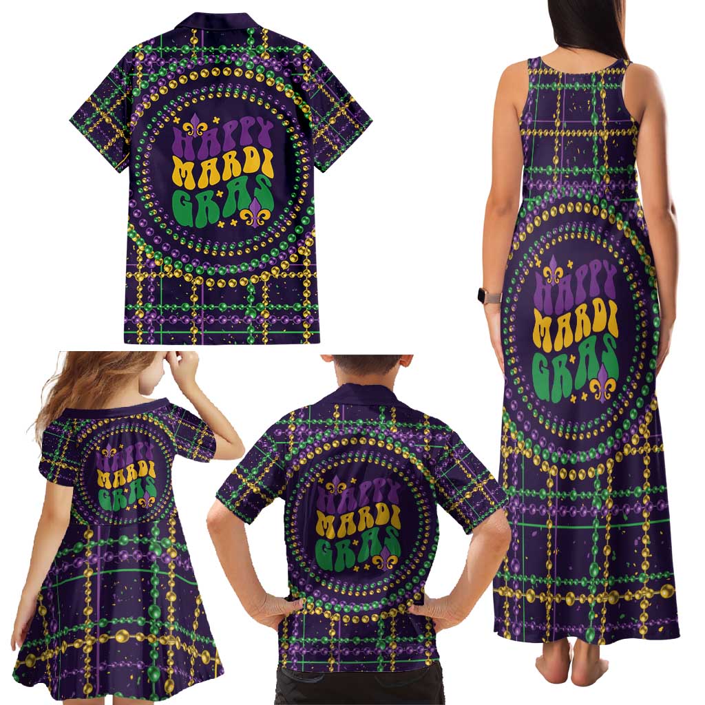 Mardi Gras Gnome Family Matching Tank Maxi Dress and Hawaiian Shirt Beads Fleur de lis Symbol - Wonder Print Shop