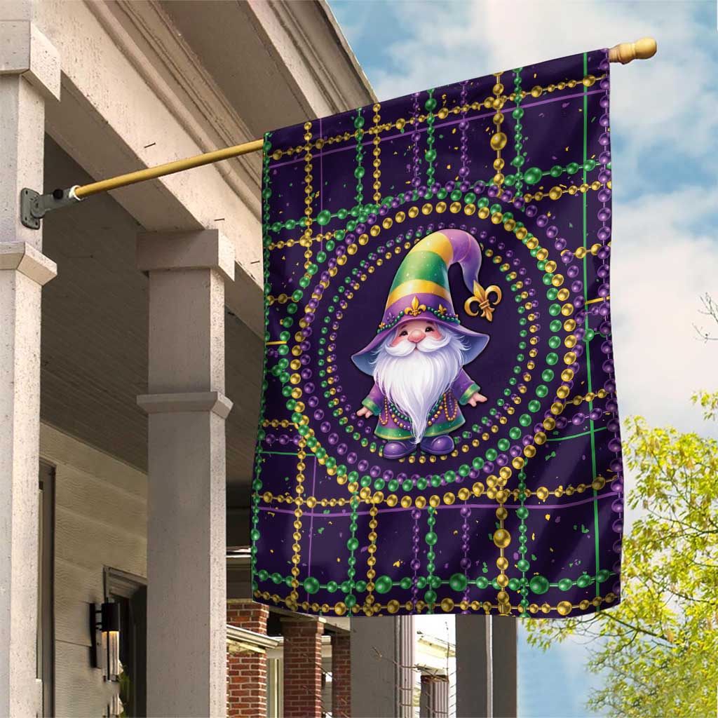Mardi Gras Gnome Garden Flag Beads Fleur de lis Symbol - Wonder Print Shop
