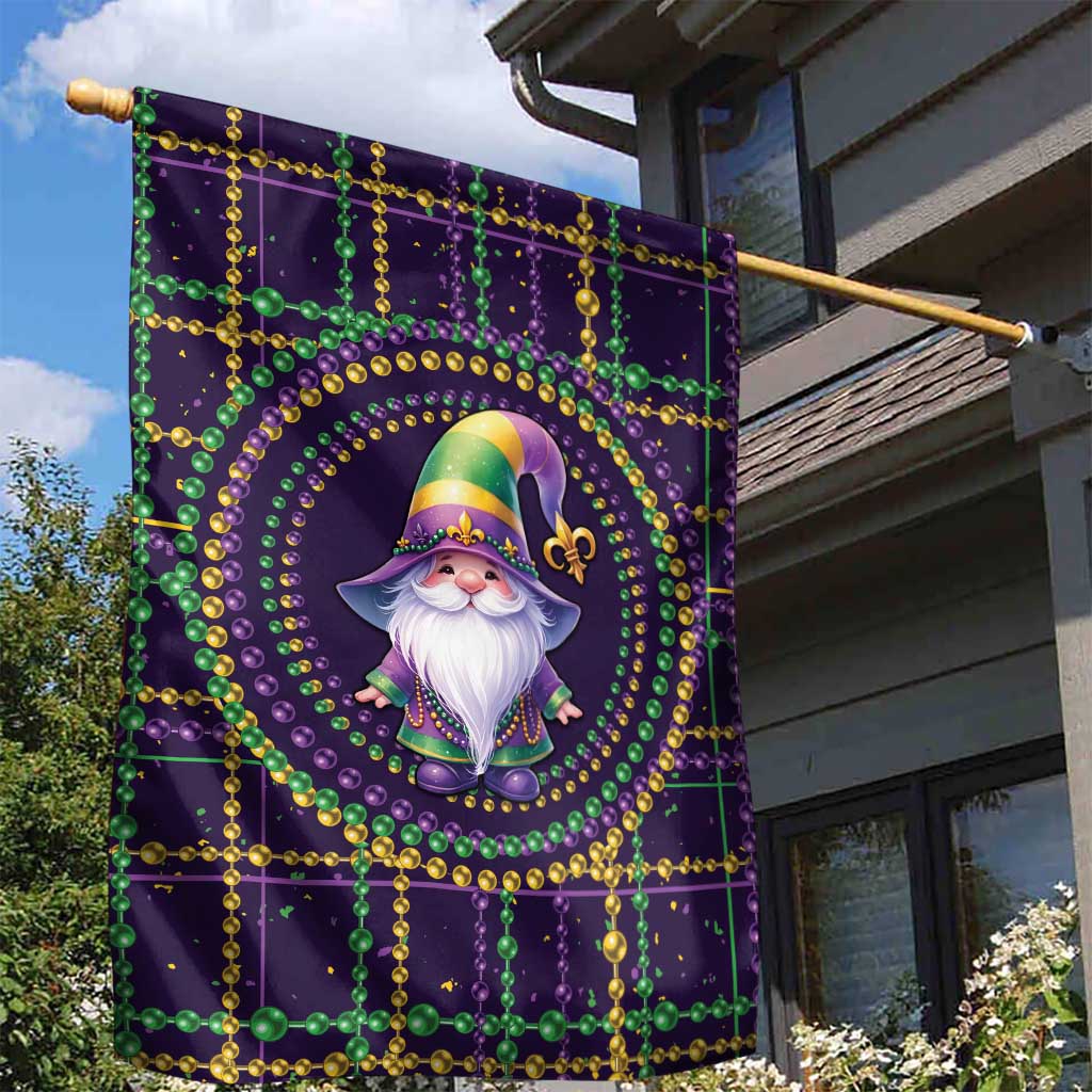 Mardi Gras Gnome Garden Flag Beads Fleur de lis Symbol - Wonder Print Shop