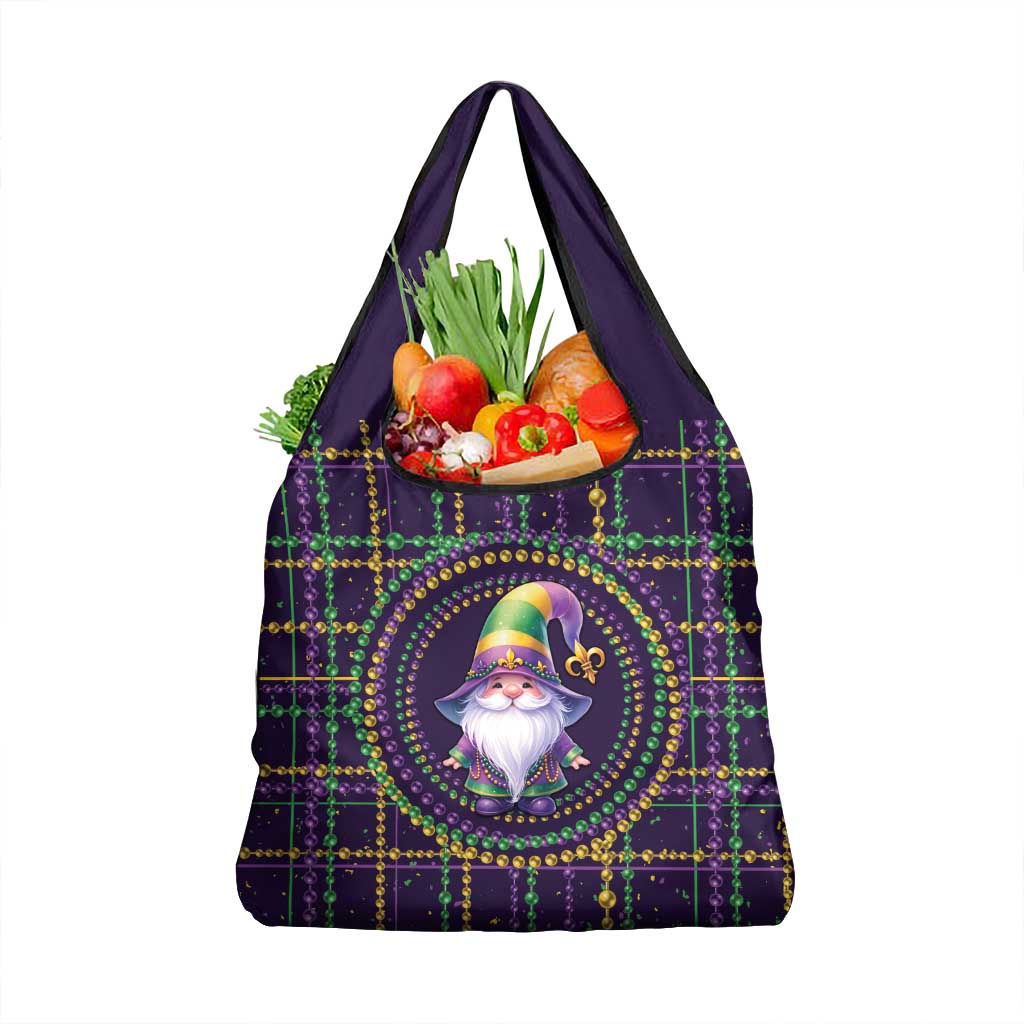 Mardi Gras Gnome Grocery Bag Beads Fleur de lis Symbol
