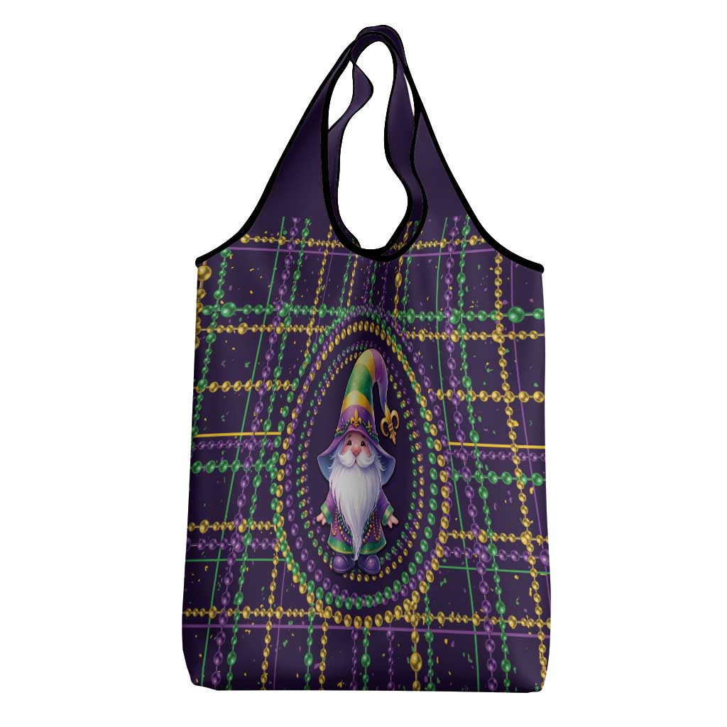 Mardi Gras Gnome Grocery Bag Beads Fleur de lis Symbol