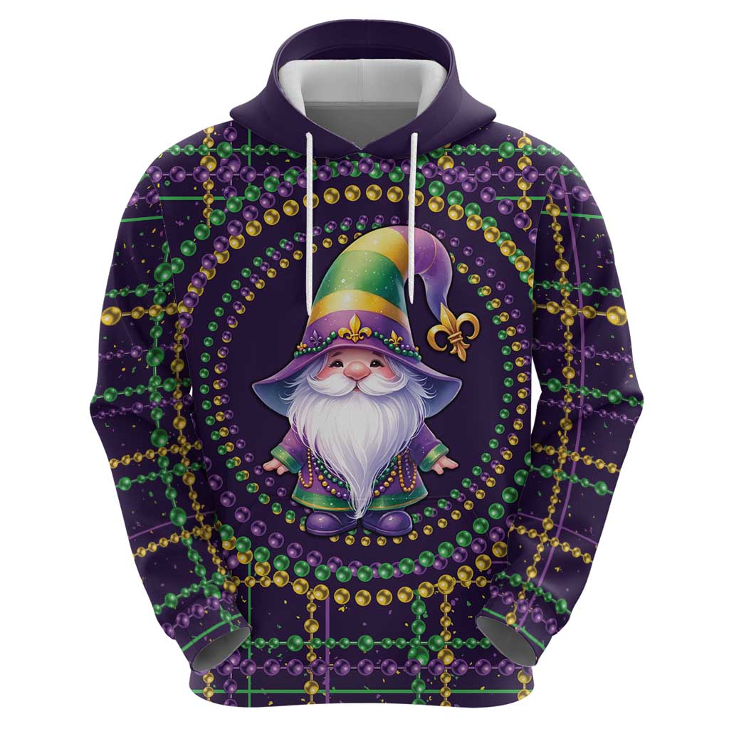 Mardi Gras Gnome Hoodie Beads Fleur de lis Symbol - Wonder Print Shop
