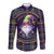 Mardi Gras Gnome Long Sleeve Button Shirt Beads Fleur de lis Symbol