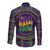 Mardi Gras Gnome Long Sleeve Button Shirt Beads Fleur de lis Symbol