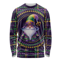 Mardi Gras Gnome Long Sleeve Shirt Beads Fleur de lis Symbol - Wonder Print Shop