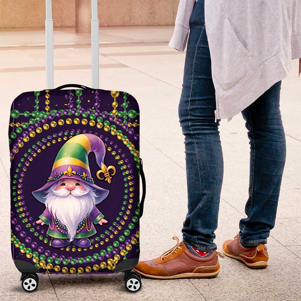 Mardi Gras Gnome Luggage Cover Beads Fleur de lis Symbol - Wonder Print Shop