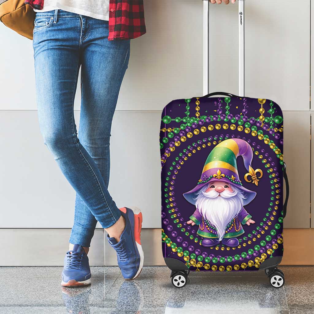 Mardi Gras Gnome Luggage Cover Beads Fleur de lis Symbol - Wonder Print Shop
