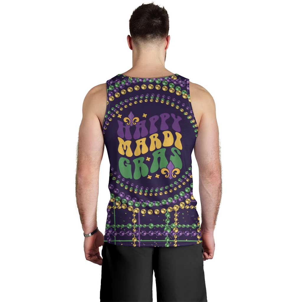 Mardi Gras Gnome Men Tank Top Beads Fleur de lis Symbol - Wonder Print Shop