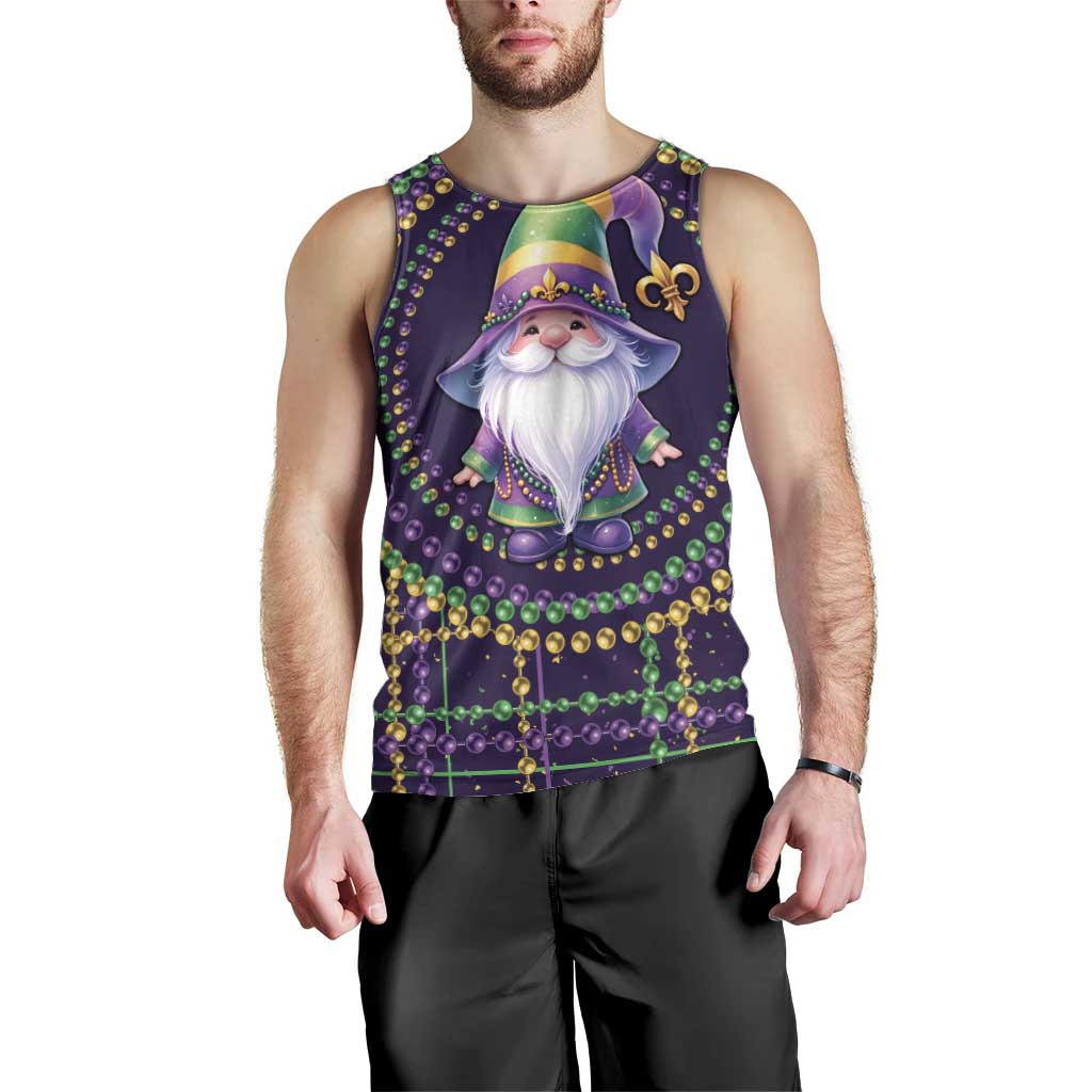 Mardi Gras Gnome Men Tank Top Beads Fleur de lis Symbol - Wonder Print Shop