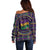 Mardi Gras Gnome Off Shoulder Sweater Beads Fleur de lis Symbol - Wonder Print Shop