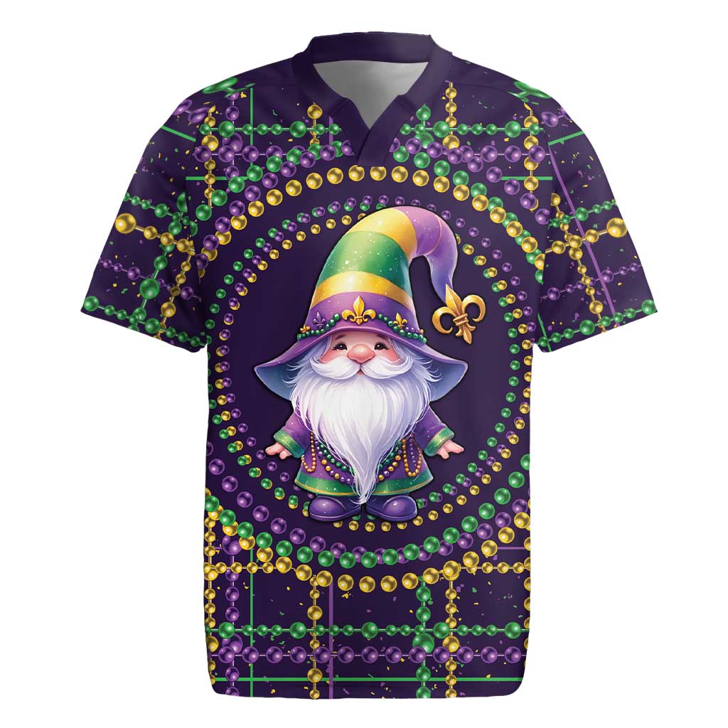 Mardi Gras Gnome Rugby Jersey Beads Fleur de lis Symbol - Wonder Print Shop