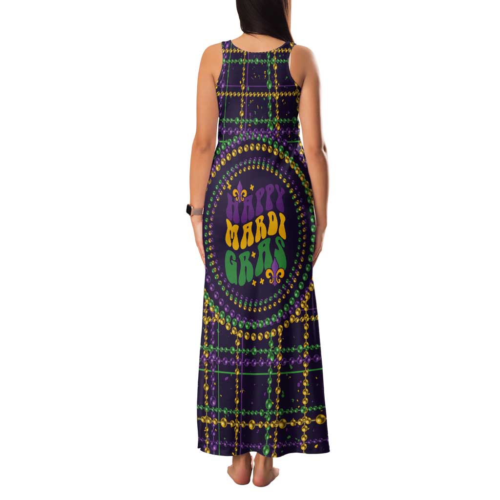Mardi Gras Gnome Tank Maxi Dress Beads Fleur de lis Symbol - Wonder Print Shop