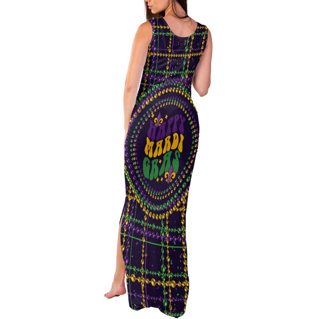 Mardi Gras Gnome Tank Maxi Dress Beads Fleur de lis Symbol - Wonder Print Shop