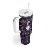 Mardi Gras Gnome Tumbler With Handle Beads Fleur de lis Symbol - Wonder Print Shop