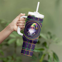 Mardi Gras Gnome Tumbler With Handle Beads Fleur de lis Symbol - Wonder Print Shop