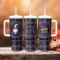 Mardi Gras Gnome Tumbler With Handle Beads Fleur de lis Symbol - Wonder Print Shop