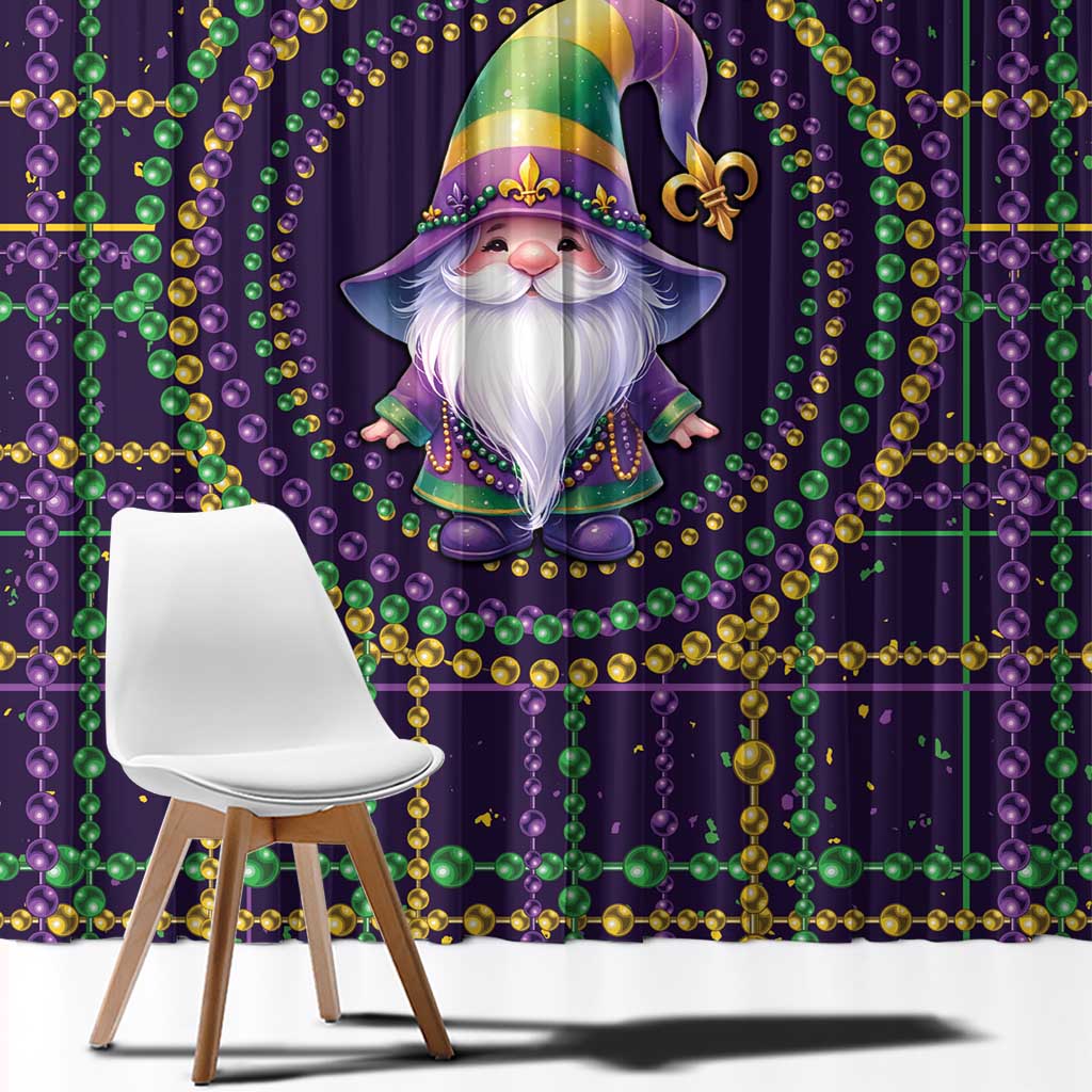 Mardi Gras Gnome Window Curtain Beads Fleur de lis Symbol - Wonder Print Shop