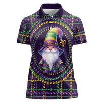 Mardi Gras Gnome Women Polo Shirt Beads Fleur de lis Symbol - Wonder Print Shop