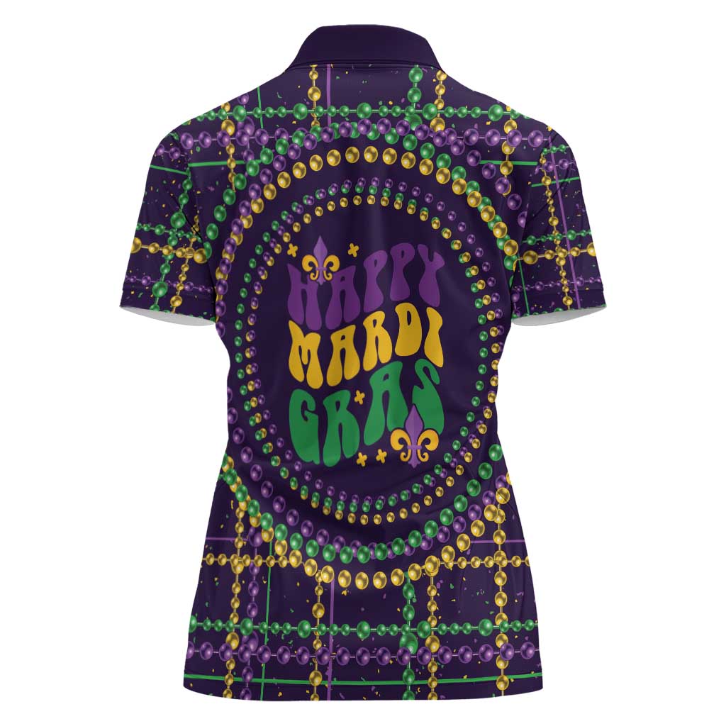 Mardi Gras Gnome Women Polo Shirt Beads Fleur de lis Symbol - Wonder Print Shop