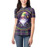 Mardi Gras Gnome Women Polo Shirt Beads Fleur de lis Symbol - Wonder Print Shop