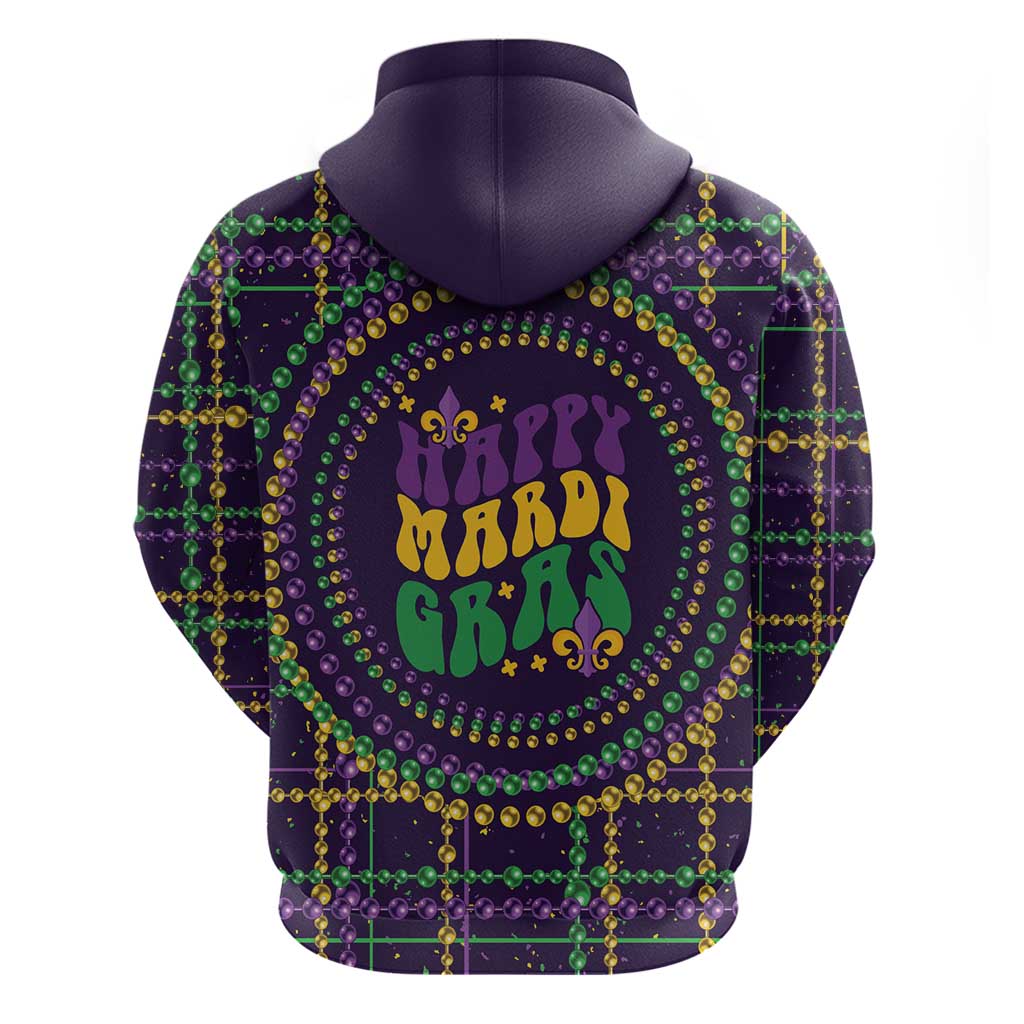 Mardi Gras Gnome Zip Hoodie Beads Fleur de lis Symbol - Wonder Print Shop