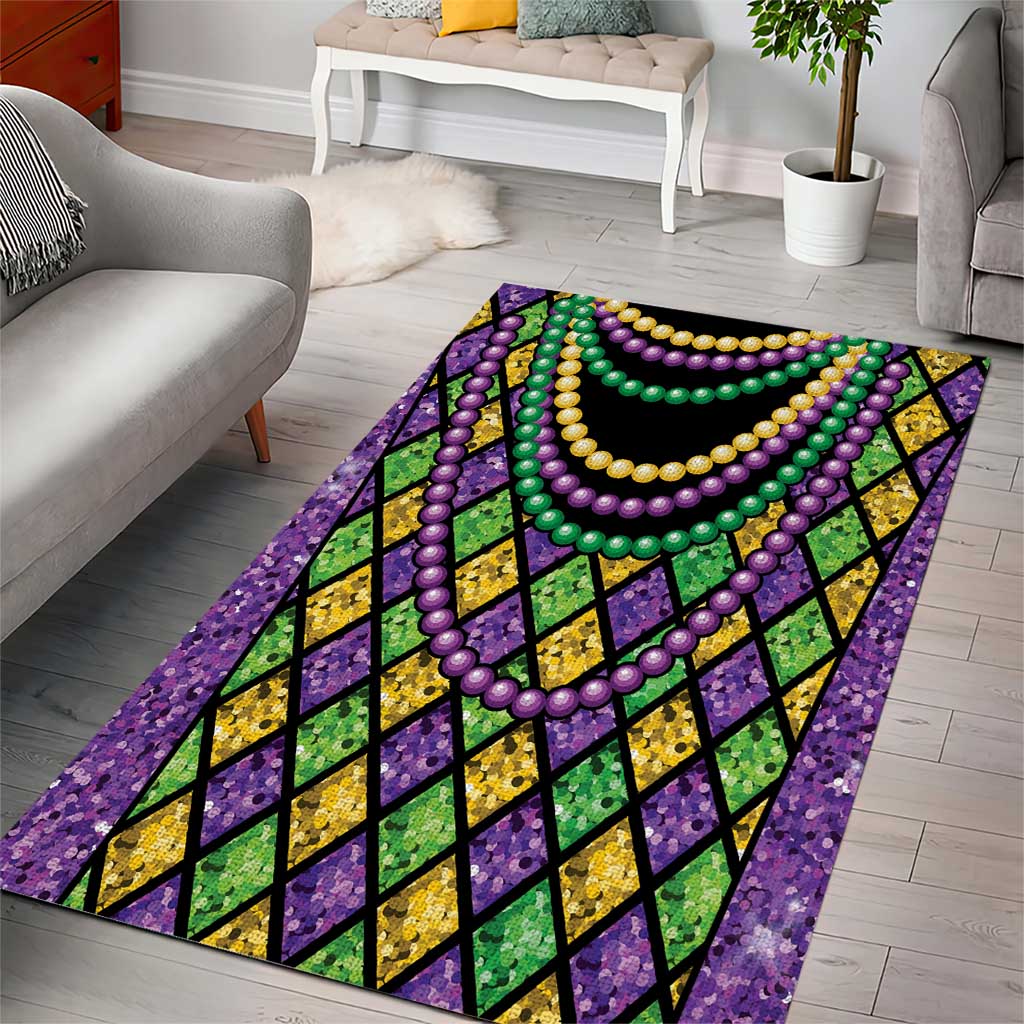 Mardi Gras Strings of Beads Area Rug