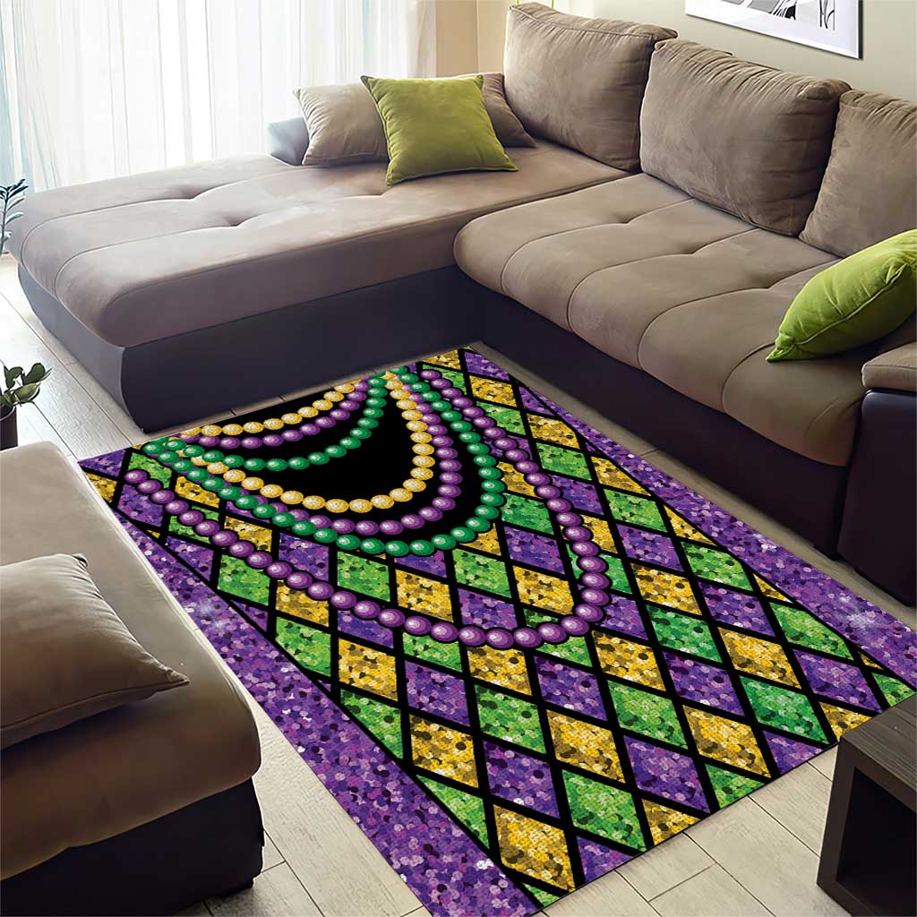 Mardi Gras Strings of Beads Area Rug