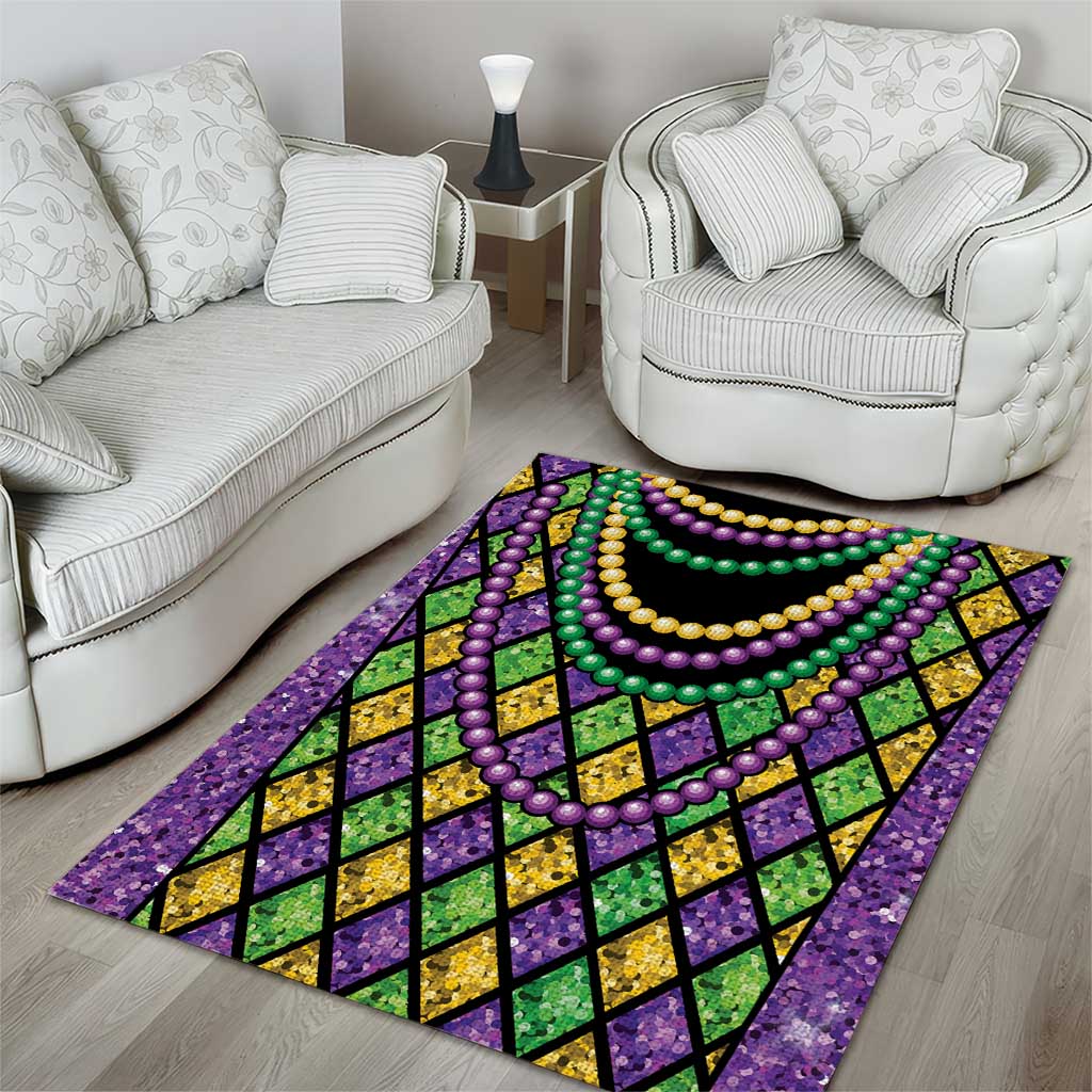 Mardi Gras Strings of Beads Area Rug