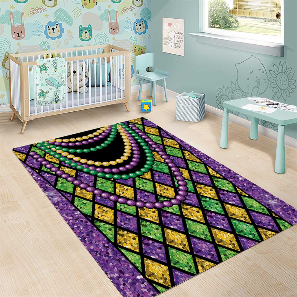 Mardi Gras Strings of Beads Area Rug