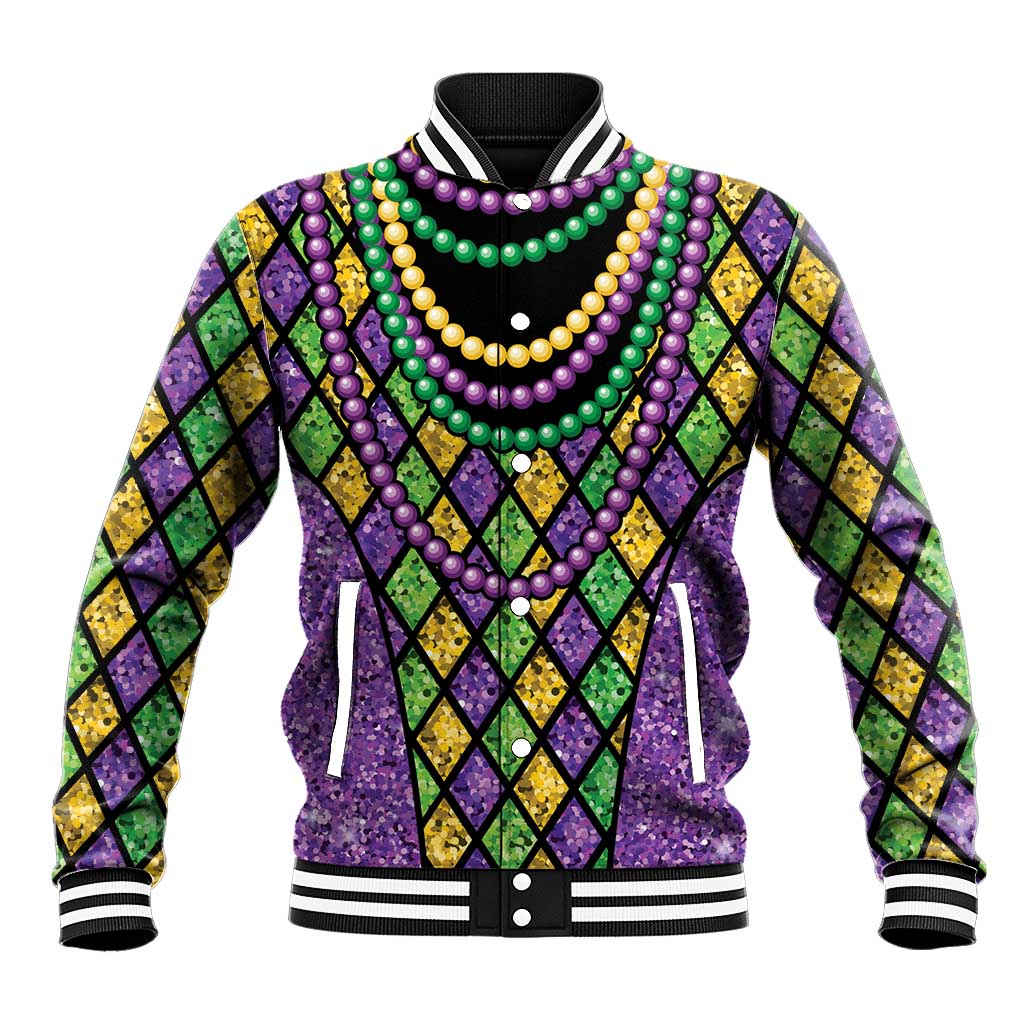 Mardi Gras Strings of Beads Baseball Jacket