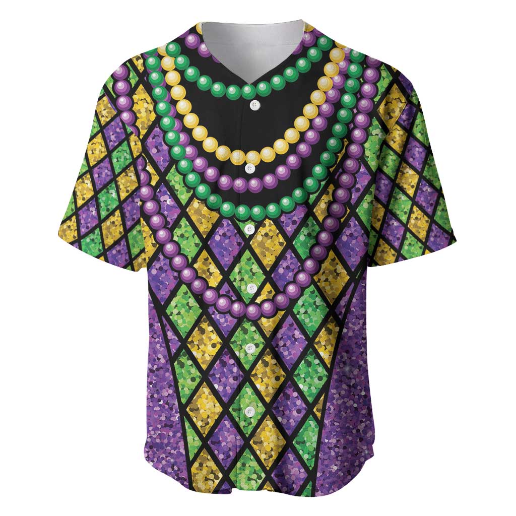 Mardi Gras Strings of Beads Baseball Jersey