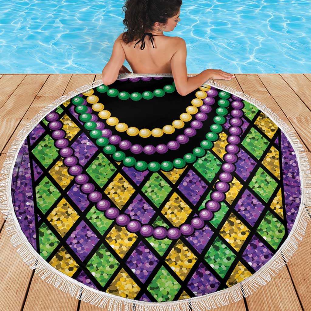 Mardi Gras Strings of Beads Beach Blanket