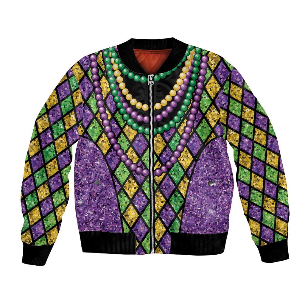 Mardi Gras Strings of Beads Bomber Jacket