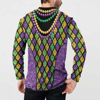Mardi Gras Strings of Beads Button Sweatshirt