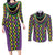 Mardi Gras Strings of Beads Couples Matching Long Sleeve Bodycon Dress and Long Sleeve Button Shirt