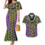 Mardi Gras Strings of Beads Couples Matching Mermaid Dress and Hawaiian Shirt